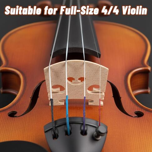 12 Pcs Violin Strings Universal Full Set (G-D-A-E) with 3 Pcs Violin Bridge 4/4 Violins Universal Steel Core Dominant Fiddle String Classic Steel Strings for Instruments 4/4 3/4 1/2 1/4 Violins in Saudi Arabia