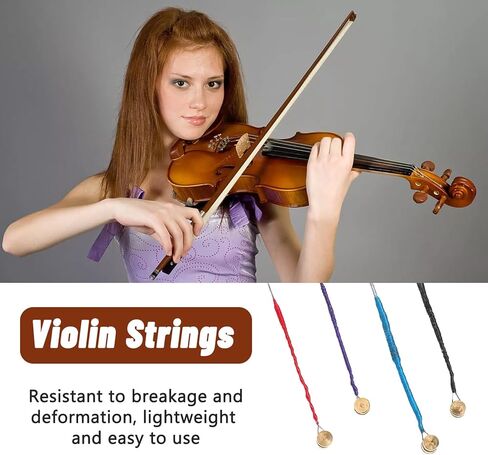 12 Pcs Violin Strings Universal Full Set (G-D-A-E) with 3 Pcs Violin Bridge 4/4 Violins Universal Steel Core Dominant Fiddle String Classic Steel Strings for Instruments 4/4 3/4 1/2 1/4 Violins in Saudi Arabia