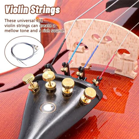 12 Pcs Violin Strings Universal Full Set (G-D-A-E) with 3 Pcs Violin Bridge 4/4 Violins Universal Steel Core Dominant Fiddle String Classic Steel Strings for Instruments 4/4 3/4 1/2 1/4 Violins in Saudi Arabia