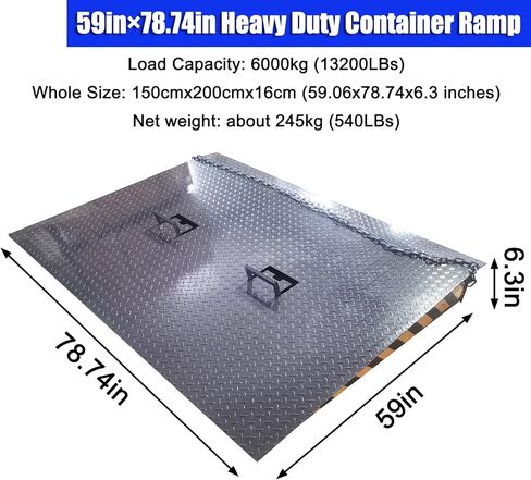 4.92x6.56ft Container Ramp Platform 13200lbs Load Capacity Heavy Duty Shipping Container Loading Ramp Adjustable Height Anti-Slip Steel for Forklift Pallet Jack Warehouse Dock Logistics in Kuwait