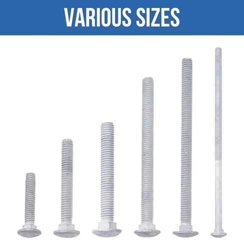 3/8" x 10" Carriage Bolts (12 PCS), Hot Dip Galvanized, Heavy Duty Round Head with Washers and Nuts in Kuwait