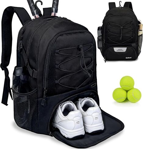 Goloni Tennis Backpack, Tennis Bag with Fence Hook & Ventilated Shoe Compartment, Holds 2 Tennis Rackets in Saudi Arabia