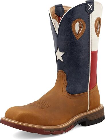 Twisted X Men's 12" Western Work Boot, Square Toe Nano Toe with CellStretch, Tan & Tan, 9.5 D in Saudi Arabia