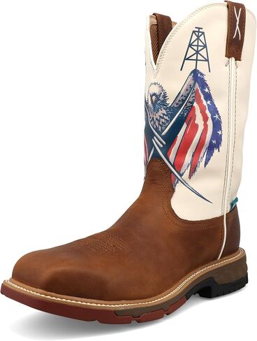 Twisted X Men's 12" Western Work Boot, Square Toe Nano Toe with CellStretch, Tan & Tan, 9.5 D in Saudi Arabia