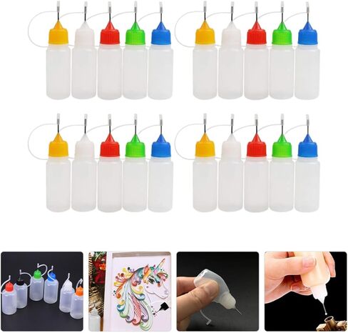 BESTYASH 20pcs 30ml Small Needle Tip Squeeze Bottles with Caps, Refillable Plastic Glue Applicator Bottles for DIY Craft, Paint, and Liquid Dispensing Random Color in Kuwait