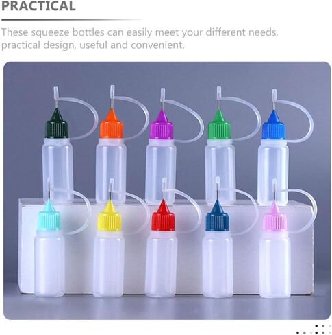 Luxshiny 20 Pcs 30ml Needle Tip Squeeze Bottles with Caps, Refillable Plastic Glue Dispensing Bottles for Precision Application, Semi- Transparent Multi-color Pack for Random Color in Kuwait