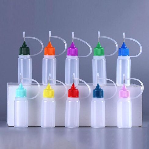 Luxshiny 20 Pcs 30ml Needle Tip Squeeze Bottles with Caps, Refillable Plastic Glue Dispensing Bottles for Precision Application, Semi- Transparent Multi-color Pack for Random Color in Kuwait