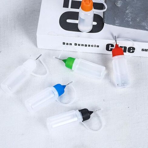 Luxshiny 20 Pcs 30ml Needle Tip Squeeze Bottles with Caps, Refillable Plastic Glue Dispensing Bottles for Precision Application, Semi- Transparent Multi-color Pack for Random Color in Kuwait