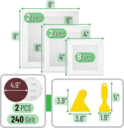 Bates Choice - Drywall Repair Kit, 16pcs, Dry Wall Patch Kits, Wall Repair Patch Kit, Wall Patch Repair Kit, Drywall Hole Patch, Drywall Patch Kit, Wall Hole Repair Kit, Drywall Patch Hole in Kuwait