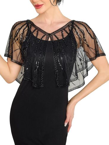 Women's 1920s Shawl Wraps,Sequin Flapper Evening Shawls for women Gatsby Accessories for Harlem Night in Kuwait