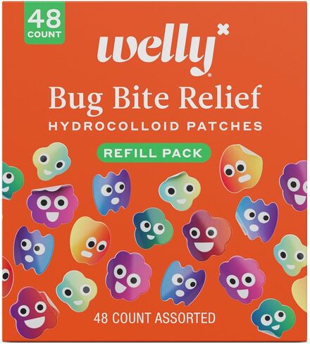 Welly Bug Bite Relief Patches Refill Carton | Drug-Free Hydrocolloid Calms Itching and Prevents Picking | 48 Count in Kuwait