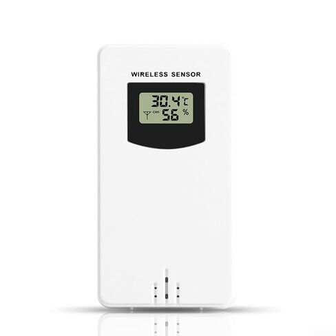 Wireless Outdoor Temperature and Humidity Sensor for FanJu Weather Station (Model 3378), 433.92 MHz, 60m Range, White Plastic Housing, Requires 2x AA Batteries(white) in Saudi Arabia