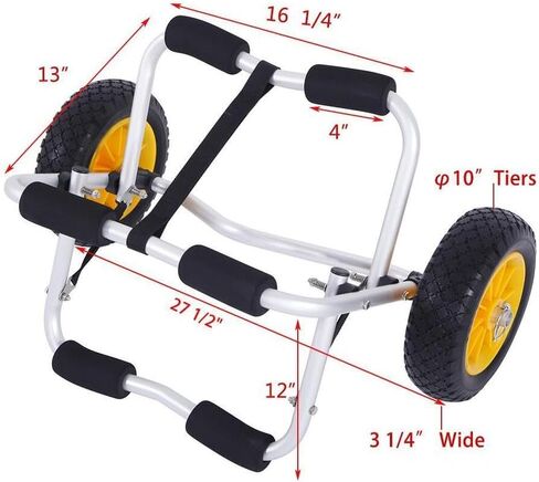 Kayak Cart Dolly Wheels Trolley - Beach Tire Transport for Canoes, Boats, Sit-On-Tops - Scupper Carts, Wagon Hauler - Kayaking Essential in Saudi Arabia
