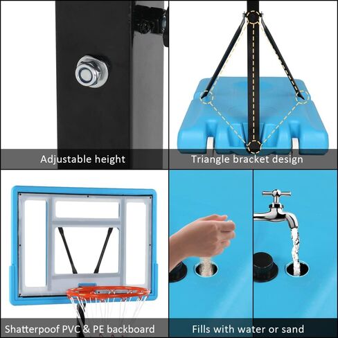 Pool Basketball Hoop - Portable Poolside Basketball Goal for Inground Swimming Pools - Adjustable Height Basketball 115-135cm Blue in Saudi Arabia