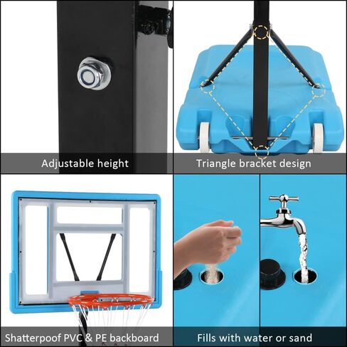 Pool Basketball Hoop - Portable Poolside Basketball Goal for Inground Swimming Pools - Adjustable Height Basketball 115-135cm Blue in Saudi Arabia
