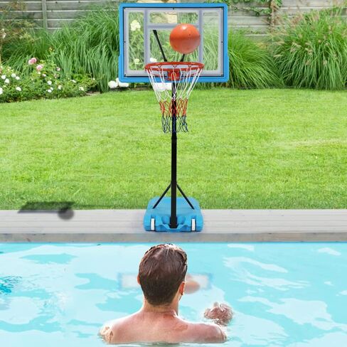 Pool Basketball Hoop - Portable Poolside Basketball Goal for Inground Swimming Pools - Adjustable Height Basketball 115-135cm Blue in Saudi Arabia