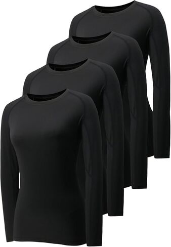 4 Pack Short Sleeve Compression Shirt Women Workout Athletic Baselayer Yoga Softball T-Shirts Cool Running Tops in Kuwait