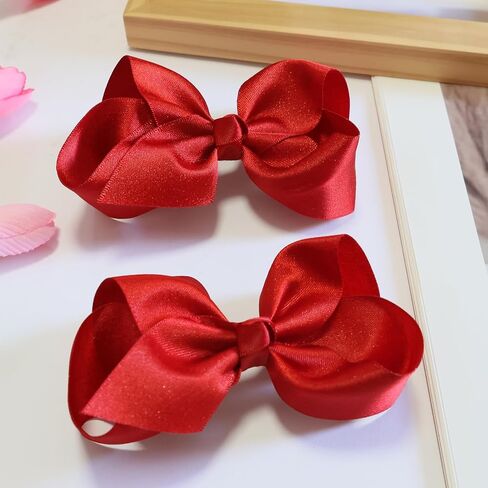 2pcs Pink Hair Bows for Girls Grosgrain Ribbon Toddler Hair Accessories with Alligator Clips for Toddlers Baby Girls Kids Teens Pink White Ribbon Valentines Hair Accessories in Saudi Arabia
