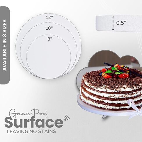 6-Pack 10 Inch Cake Drum Reversible – Sturdy 1/2" Thick, Fully Greaseproof Dual-Side with Sturdy Protection Box | Professional White Cake Rounds 10 Inch for Tiered, Wedding & Birthday Cakes in Saudi Arabia