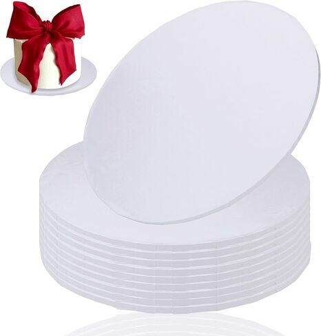 8 inch Round Cake Drum Boards, Dulinkas 1/4 Inch Thick White Corrugated Cardboard Cake Base Grease-Resistant Cake Boards for Multi-Layer Cakes, Weddings & Parties 2 Pack in Kuwait