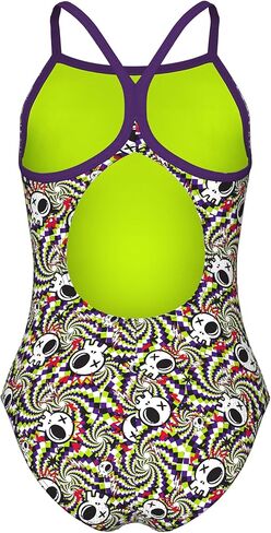Arena Girls' Arena Girls’ Performance Fun Skulls Lightdrop Back Athletic One Piece Pool Swimsuit in Saudi Arabia