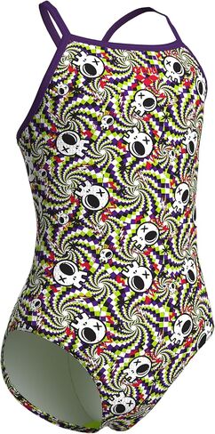 Arena Girls' Arena Girls’ Performance Fun Skulls Lightdrop Back Athletic One Piece Pool Swimsuit in Saudi Arabia