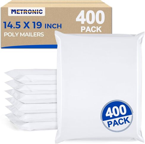 Metronic Poly Mailers 14.5x19 Inch 400pcs Shipping Bags for Clothes,Self Adhesive Shipping Envelopes for Small Business,Waterproof Mailers Poly Bags for Shipping,Packaging Mailing Bags White in Saudi Arabia