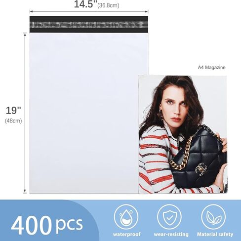 Metronic Poly Mailers 14.5x19 Inch 400pcs Shipping Bags for Clothes,Self Adhesive Shipping Envelopes for Small Business,Waterproof Mailers Poly Bags for Shipping,Packaging Mailing Bags White in Saudi Arabia
