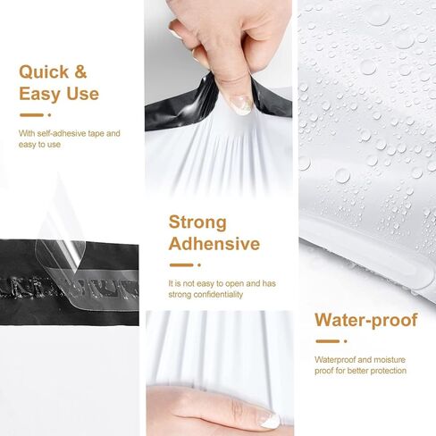 Metronic Poly Mailers 14.5x19 Inch 400pcs Shipping Bags for Clothes,Self Adhesive Shipping Envelopes for Small Business,Waterproof Mailers Poly Bags for Shipping,Packaging Mailing Bags White in Saudi Arabia