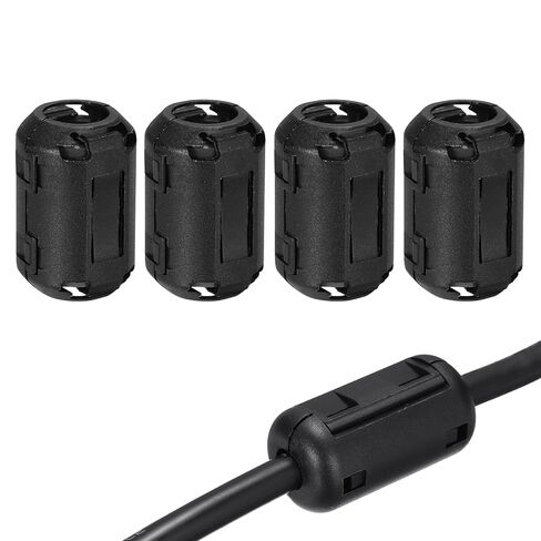 MECCANIXITY 4Pcs Clip-on Ferrite Ring Core, 3.5mm RFI EMI Noise Suppression Filter Cable Clip Ferrite Beads for USB Audio Video Data Cables, for Interference Reduction, Black,Cylinder in Kuwait