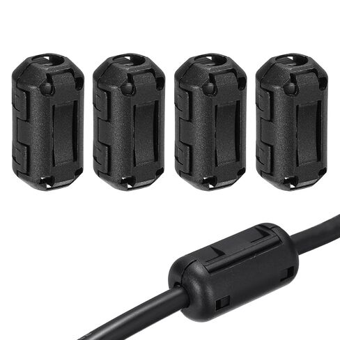 MECCANIXITY 4Pcs Clip-on Ferrite Ring Core, 7mm RFI EMI Noise Suppression Filter Cable Clip Ferrite Beads for USB Audio Video Data Cables, for Interference Reduction, Black,Cylinder in Saudi Arabia