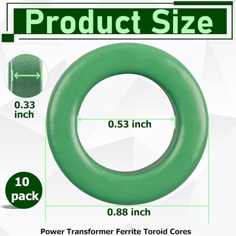 10 عبوات من النوى الحلقية من الفريت لمحول الطاقة الخضراء، تقييد التداخل، قلب من الفريت الحلقي لملفات الحث. (22 × 14 × 8 مم) in Kuwait