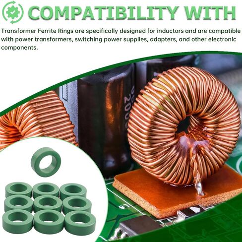 10 عبوات من النوى الحلقية من الفريت لمحول الطاقة الخضراء، تقييد التداخل، قلب من الفريت الحلقي لملفات الحث. (22 × 14 × 8 مم) in Kuwait