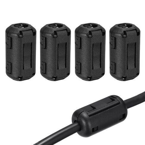 MECCANIXITY 4Pcs Clip-on Ferrite Ring Core, 7mm RFI EMI Noise Suppression Filter Cable Clip Ferrite Beads for USB Audio Video Data Cables, for Interference Reduction, Black,Cylinder in Kuwait