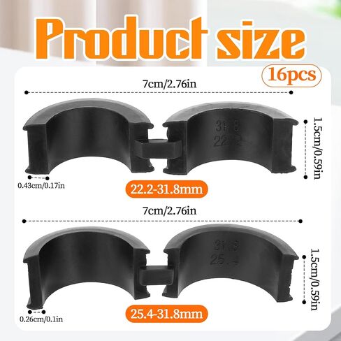 16 Pcs Rubber Shims, Bicycle Handlebar Rubber Gasket Fits 22.2/25.4 to 31.8 mm Non-Slip Lightweight Durable Handlebar Stem Shim Spacer Adapters for Mountain Road Bikes in Saudi Arabia