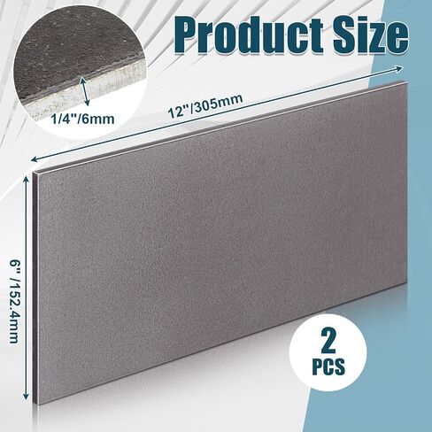 Hicarer 2 Pcs 6 x 1/4 x 12 Inch Steel Flat Bar Metal Stock Hot Rolled Steel Plate Solid Plain Metal Flat Bar Stock in Saudi Arabia