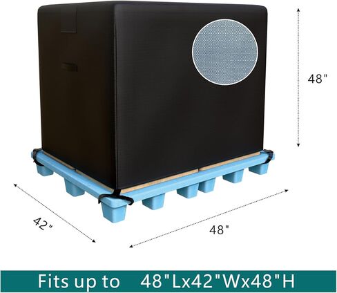 غطاء منصة نقالة مقاوم للماء، غطاء منصة نقالة بسحاب شديد التحمل 420D ليناسب المنصات حتى 48 بوصة × 42 بوصة × 48 بوصة مقاومة للماء والبقع والغبار وأغطية منصات الشحن مع حماية من الأشعة فوق البنفسجية باللون الأسود in Kuwait