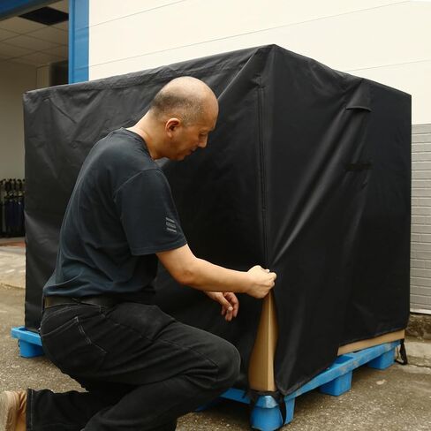 غطاء منصة نقالة مقاوم للماء، غطاء منصة نقالة بسحاب شديد التحمل 420D ليناسب المنصات حتى 48 بوصة × 42 بوصة × 48 بوصة مقاومة للماء والبقع والغبار وأغطية منصات الشحن مع حماية من الأشعة فوق البنفسجية باللون الأسود in Kuwait