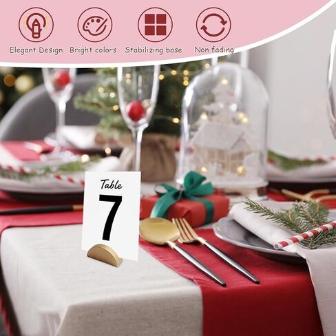 24pcs Gold Metal Table Number Holders, Heavy Duty Semicircular Place Card Stands, Modern Slotted Sign Base for Wedding Reception, Small Photo Display, Name Tags, Restaurant Menus & Party Decorations in Kuwait