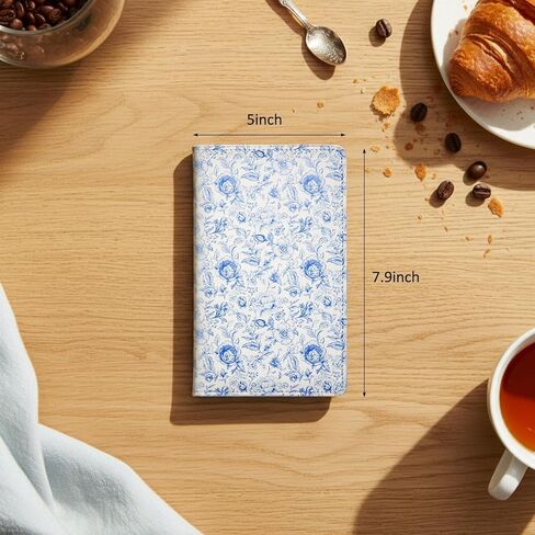 Glenmal Floral Server Book for Waitress, 7.9" x 4.7" Blue Flower Waitress Book with Zipper & Money Pockets, Cute Leather Server Organizer for Women, Fits Apron, Pen Holder in Saudi Arabia