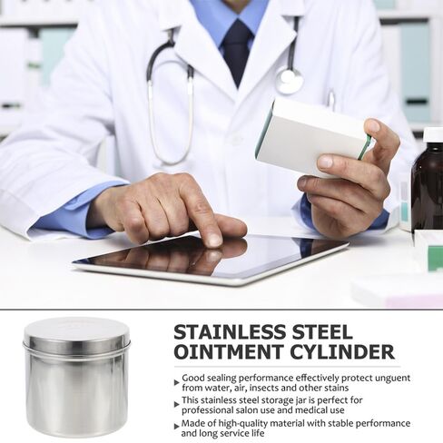 304 Stainless Steel Ointment Jar Iodine-Resistant Cotton Balls Holder Gauze Container Thickened 8cm Unguent Vessel for Medical and First Aid Use in Saudi Arabia