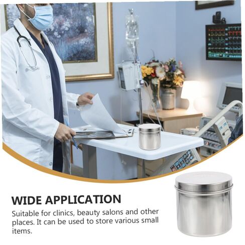 Balacoo 304 Stainless Steel Unguent Jar 8cm Thick Iodophor-Resistant Dressing Storage Container with Lid for Cotton Balls and Gauze Medical Supplies in Saudi Arabia