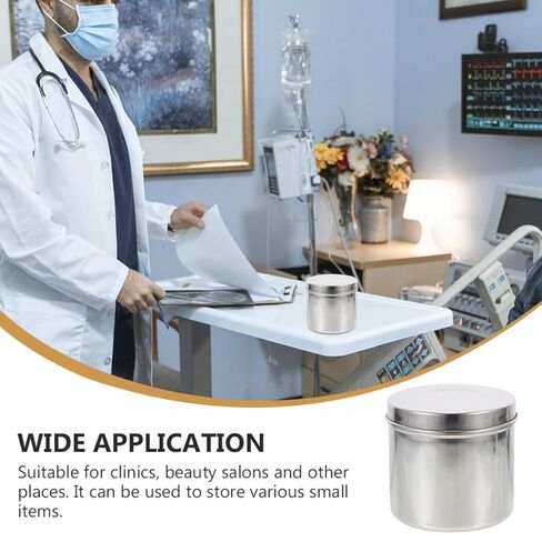 Balacoo 304 Stainless Steel Unguent Jar 8cm Thick Iodophor-Resistant Dressing Storage Container with Lid for Cotton Balls and Gauze Medical Supplies in Saudi Arabia