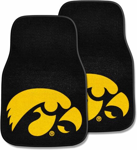 FANMATS NCAA University of Iowa Hawkeyes Nylon Face 2-pc Carpet Car Mat , 18"x27" in Saudi Arabia