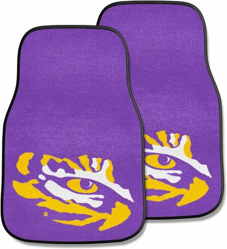 FANMATS 5265 LSU Tigers Front 2-Piece Team Logo Carpet مجموعة سجادة السيارة، سجادات أرضية السيارات للصف الأمامي، ظهر غير قابل للانزلاق، ألوان الفريق in Saudi Arabia