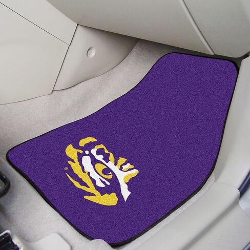 FANMATS 5265 LSU Tigers Front 2-Piece Team Logo Carpet مجموعة سجادة السيارة، سجادات أرضية السيارات للصف الأمامي، ظهر غير قابل للانزلاق، ألوان الفريق in Saudi Arabia