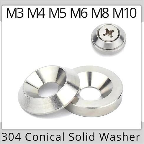 2pc/10pc M3 M4 M5 M6 M8 M10 M12 Countersunk Washer Conical Flat Solid Head Gasket Concave and Convex Conical 304 Stainless Steel Washers(Cone M4x16x3.2(5pcs)) in Saudi Arabia