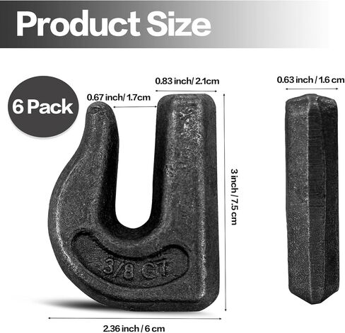 Cheardia 6 Pack 3/8'' Weld on Grab Hook, Heavy Duty Tractor Chain Hooks, G70 Grade Utility Hook Weldable for Trailer Truck, Forklift, Car, RV, Rigging, 6600 LBS Capacity in Saudi Arabia