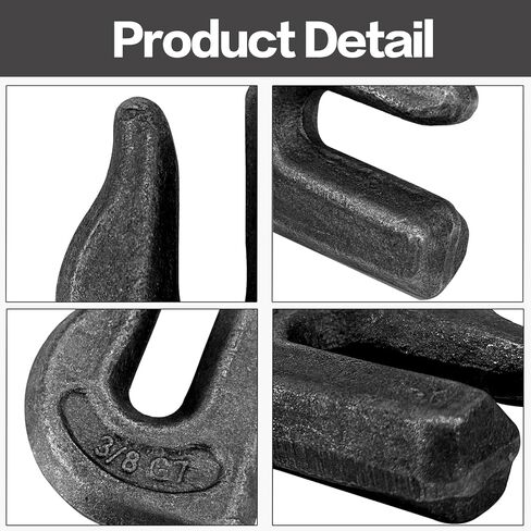 Cheardia 6 Pack 3/8'' Weld on Grab Hook, Heavy Duty Tractor Chain Hooks, G70 Grade Utility Hook Weldable for Trailer Truck, Forklift, Car, RV, Rigging, 6600 LBS Capacity in Saudi Arabia