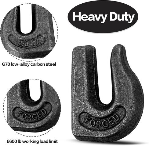 Cheardia 6 Pack 3/8'' Weld on Grab Hook, Heavy Duty Tractor Chain Hooks, G70 Grade Utility Hook Weldable for Trailer Truck, Forklift, Car, RV, Rigging, 6600 LBS Capacity in Saudi Arabia